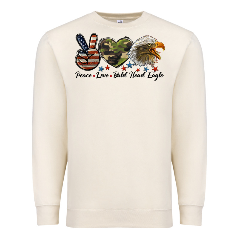 Peace Love Bald Head Eagle Premium Sweatshirt by LillyAllenDesigns | Teevron