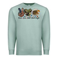 Seafoam peace love bald head eagle Premium Sweatshirt - LillyAllenDesigns