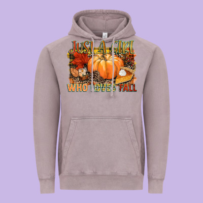 Just A Girl Who Loves Fall Vintage Hoodie Designed By Nancycooperartshop