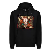 Black Western Bull Skull Premium Hoodie - FaDigitalArtStudio