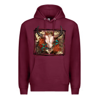 Burgundy Western Bull Skull Premium Hoodie - FaDigitalArtStudio
