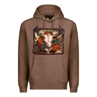 Chestnut Western Bull Skull Premium Hoodie - FaDigitalArtStudio