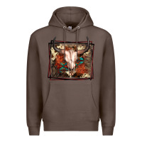 Coffee Western Bull Skull Premium Hoodie - FaDigitalArtStudio