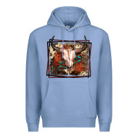 Colony Blue Western Bull Skull Premium Hoodie - FaDigitalArtStudio