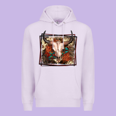 Western Bull Skull Premium Hoodie Designed By Fadigitalartstudio