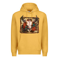Mustard Western Bull Skull Premium Hoodie - FaDigitalArtStudio