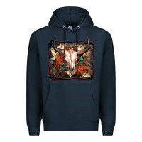Navy Western Bull Skull Premium Hoodie - FaDigitalArtStudio