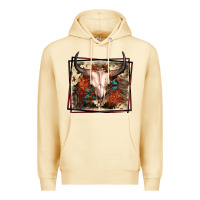 Pina Colada Western Bull Skull Premium Hoodie - FaDigitalArtStudio