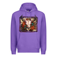 Purple Western Bull Skull Premium Hoodie - FaDigitalArtStudio