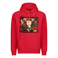 Red Western Bull Skull Premium Hoodie - FaDigitalArtStudio