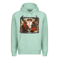 Seafoam Western Bull Skull Premium Hoodie - FaDigitalArtStudio