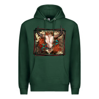 Sports Green Western Bull Skull Premium Hoodie - FaDigitalArtStudio