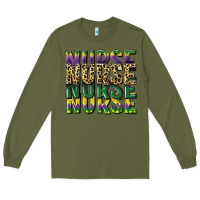 Army Green nurse mardi gras Long Sleeve Tee - CowGirlArtShop