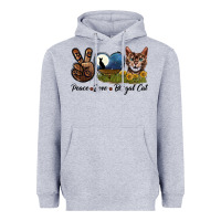 Heather Grey Peace Love Bengal Cat Head Heavyweight Hoodie - LillyAllenDesigns