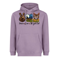 Lavender Peace Love Bengal Cat Head Heavyweight Hoodie - LillyAllenDesigns