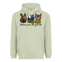 Matcha Peace Love Bengal Cat Head Heavyweight Hoodie - LillyAllenDesigns