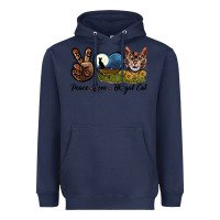 Navy Peace Love Bengal Cat Head Heavyweight Hoodie - LillyAllenDesigns