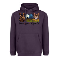 Plum Peace Love Bengal Cat Head Heavyweight Hoodie - LillyAllenDesigns