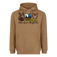 Toasted Coconut Peace Love Bengal Cat Head Heavyweight Hoodie - LillyAllenDesigns
