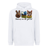 White Peace Love Bengal Cat Head Heavyweight Hoodie - LillyAllenDesigns