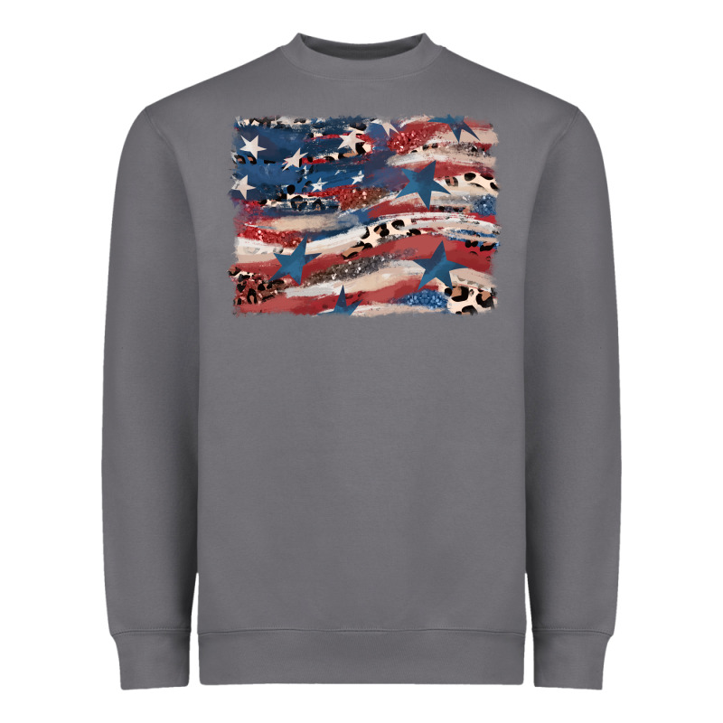 Leopard Glitter American Flag Heavyweight Sweatshirt by FaDigitalArtStudio | Teevron