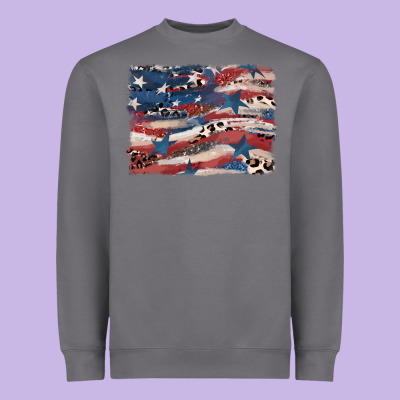 Leopard Glitter American Flag Heavyweight Sweatshirt Designed By Fadigitalartstudio