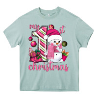 Arona My 1st. pink Christmas with cute snowman Heavy Core Tee - NancyCooperArtShop