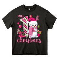 Asphalt My 1st. pink Christmas with cute snowman Heavy Core Tee - NancyCooperArtShop