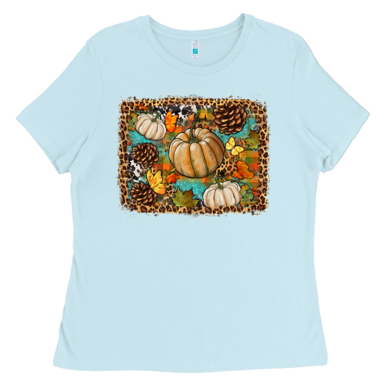 Fall Pumpkin Background Ladies Tee by BundleAndBundleShop | Teevron
