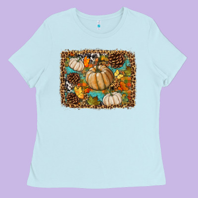 Fall Pumpkin Background Ladies Tee Designed By Bundleandbundleshop