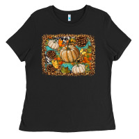 Black fall pumpkin background Ladies Tee - BundleAndBundleShop