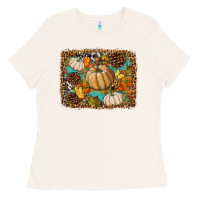 Bone fall pumpkin background Ladies Tee - BundleAndBundleShop