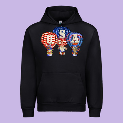 Usa Air Balloon Gnomies Urban Hoodie Designed By Barkaloodesign