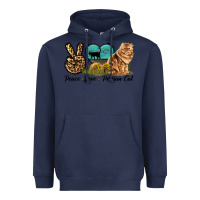 Navy Peace Love Persian Cat Heavyweight Hoodie - LillyAllenDesigns