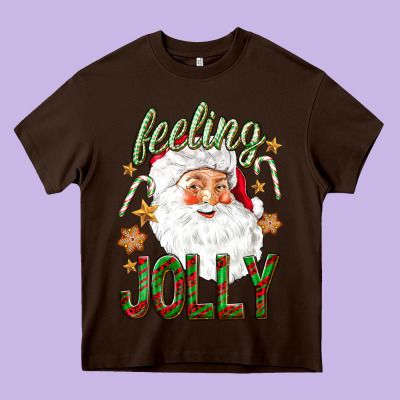 Feeling Jolly With Santa Heavy Core Tee Designed By Nancycooperartshop