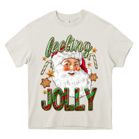 Cream Feeling Jolly with Santa Heavy Core Tee - NancyCooperArtShop