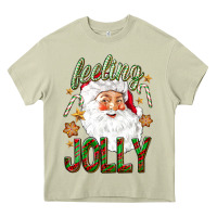 Mossy Feeling Jolly with Santa Heavy Core Tee - NancyCooperArtShop