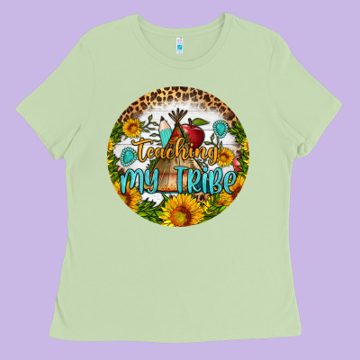 Teaching My Tribe Round Earring Ladies Tee Designed By Bundleandbundleshop