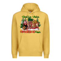Antique Gold christmas wishes gingerbread kisses Premium Hoodie - FaDigitalArtStudio
