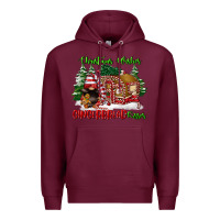 Burgundy christmas wishes gingerbread kisses Premium Hoodie - FaDigitalArtStudio