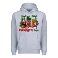 Heather Grey christmas wishes gingerbread kisses Premium Hoodie - FaDigitalArtStudio