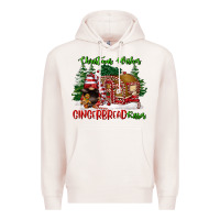 Pale Pink christmas wishes gingerbread kisses Premium Hoodie - FaDigitalArtStudio