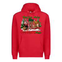 Red christmas wishes gingerbread kisses Premium Hoodie - FaDigitalArtStudio