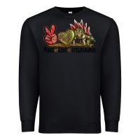Black Peace Love Stegosaurus Premium Sweatshirt - LillyAllenDesigns