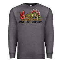 Charcoal Heather Peace Love Stegosaurus Premium Sweatshirt - LillyAllenDesigns