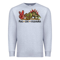 Heather Grey Peace Love Stegosaurus Premium Sweatshirt - LillyAllenDesigns