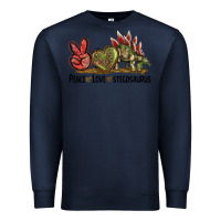 Navy Peace Love Stegosaurus Premium Sweatshirt - LillyAllenDesigns
