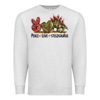 Oatmeal Heather Peace Love Stegosaurus Premium Sweatshirt - LillyAllenDesigns