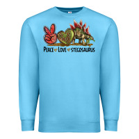 Ocean Blue Peace Love Stegosaurus Premium Sweatshirt - LillyAllenDesigns