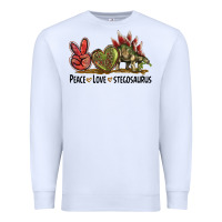 White Peace Love Stegosaurus Premium Sweatshirt - LillyAllenDesigns